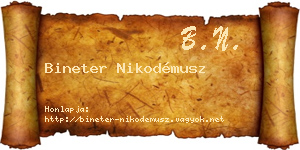 Bineter Nikodémusz névjegykártya